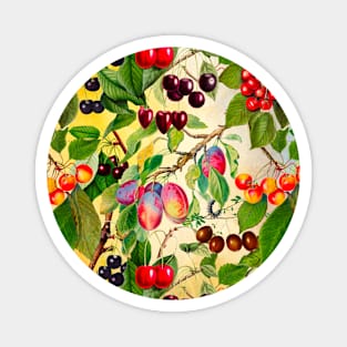 Exotic tropical floral leaves and fruits floral illustration, botanical pattern, tropical plants, yellow fruit pattern over a Magnet